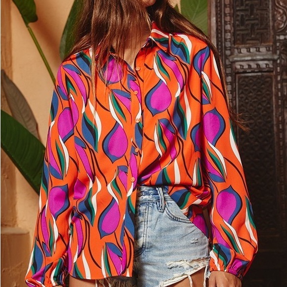 💜💜💜BUCKETLIST Grovy Colorful Blouse💜💜💜 - Picture 5 of 11